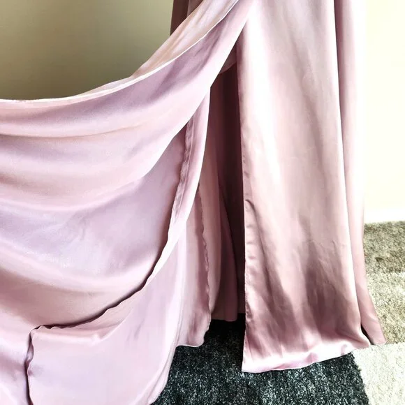 Galina Signature Pink Quartz Satin Long Cowl Neck Dress Size 4 NWT - Picture 6 of 9